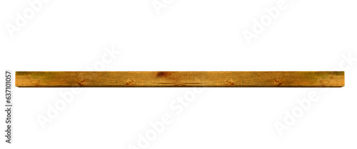 Ceiling wooden - horizontal square rectangular beam on a transparent background