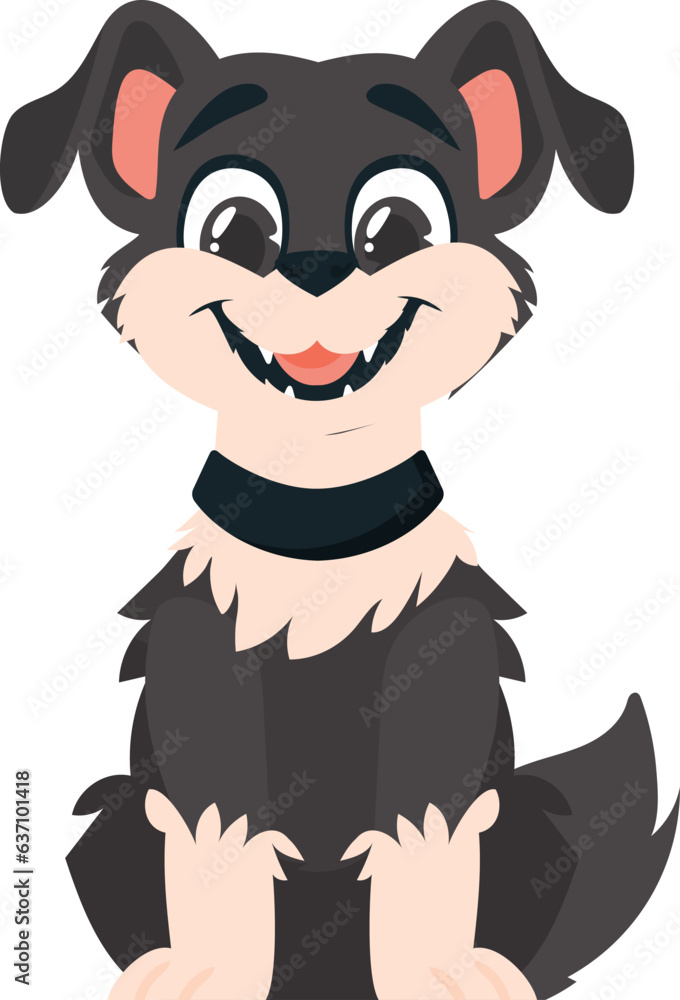 Fototapeta premium Entertainingbeat dim pooch. Grinning canine. Cartoon style, Vector Illustration