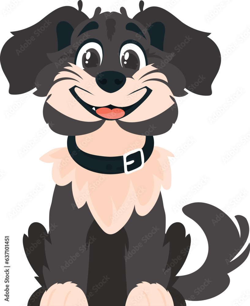 Obraz premium Entertainingbeat dim pooch. Smiling canine. Cartoon style, Vector Illustration