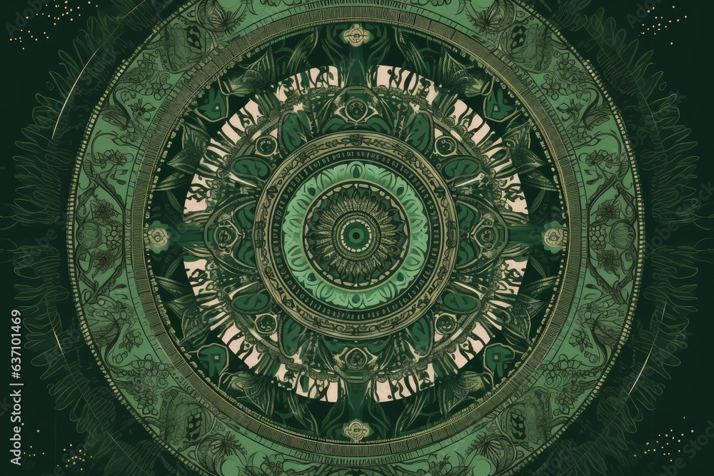 A abstract circular object with green and black colors A abstract circular object with green and black colors
