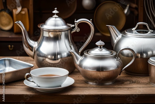 teapot and cups on the table