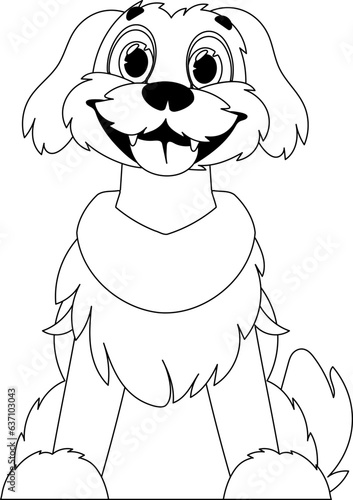 Skillfully puppy in a energize shape, pressing for children's coloring books. Cartoon style, Vector Illustration