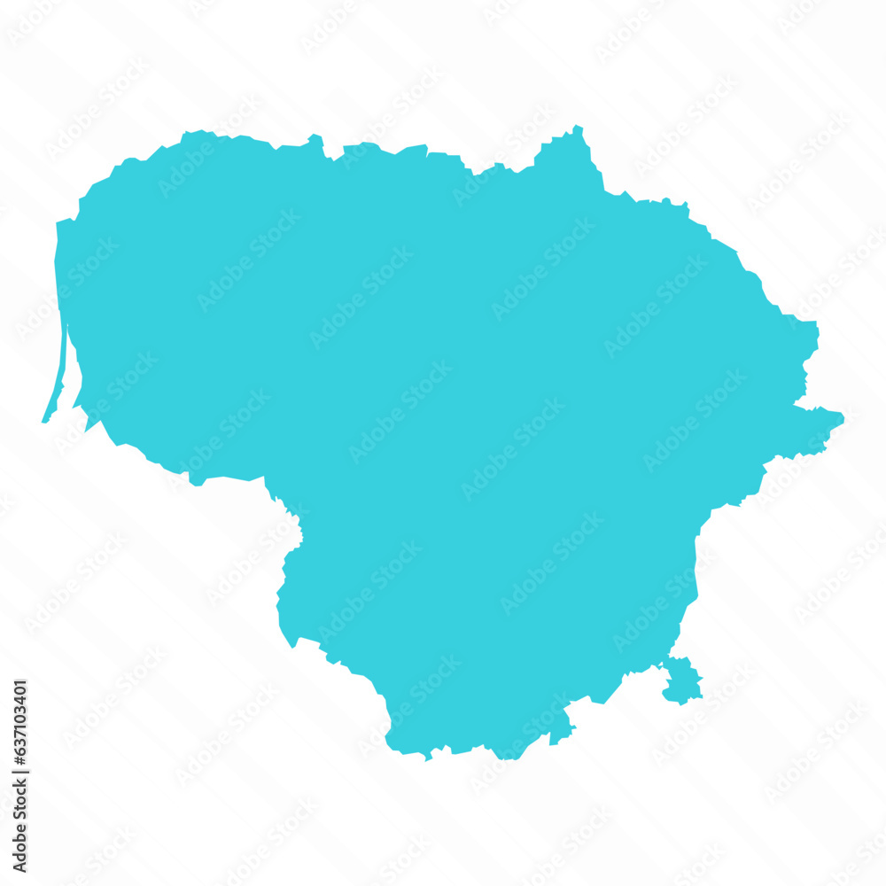 Vector Simple Map of Lithuania Country