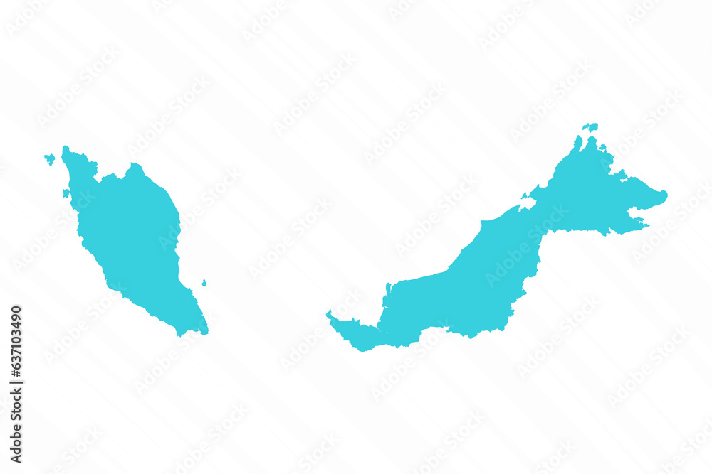 Vector Simple Map of Malaysia Country