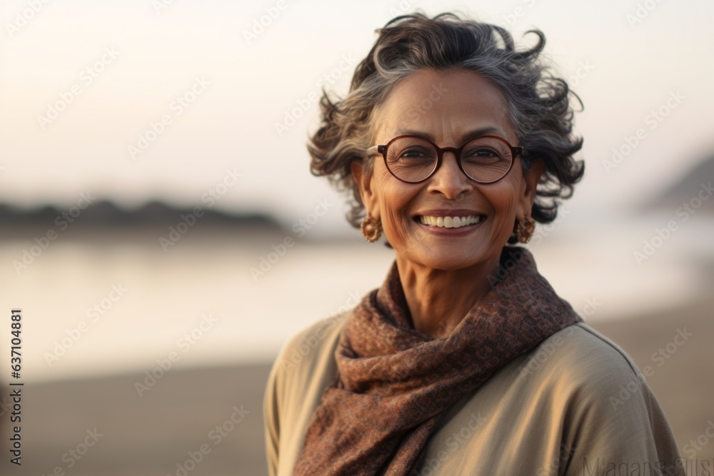 Portrait of smiling senior woman in eyeglasses on the beach Portrait of smiling senior woman in eyeglasses on the beach
