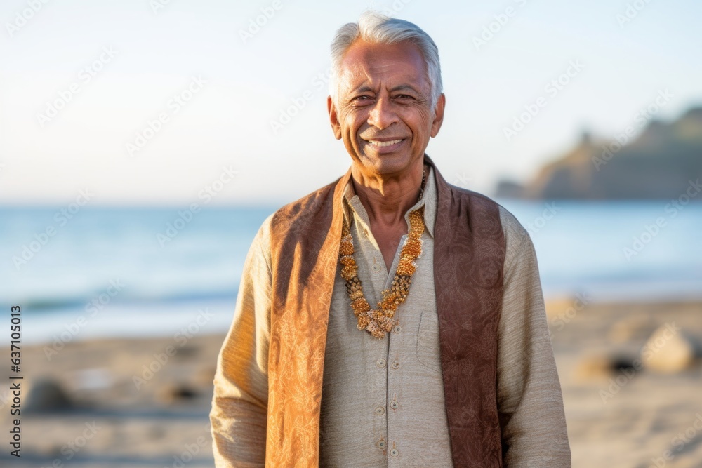 Portrait of smiling senior man standing on beach at the day time Portrait of smiling senior man standing on beach at the day time