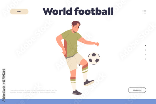 Football world landing page design template for online service website providing soccer course