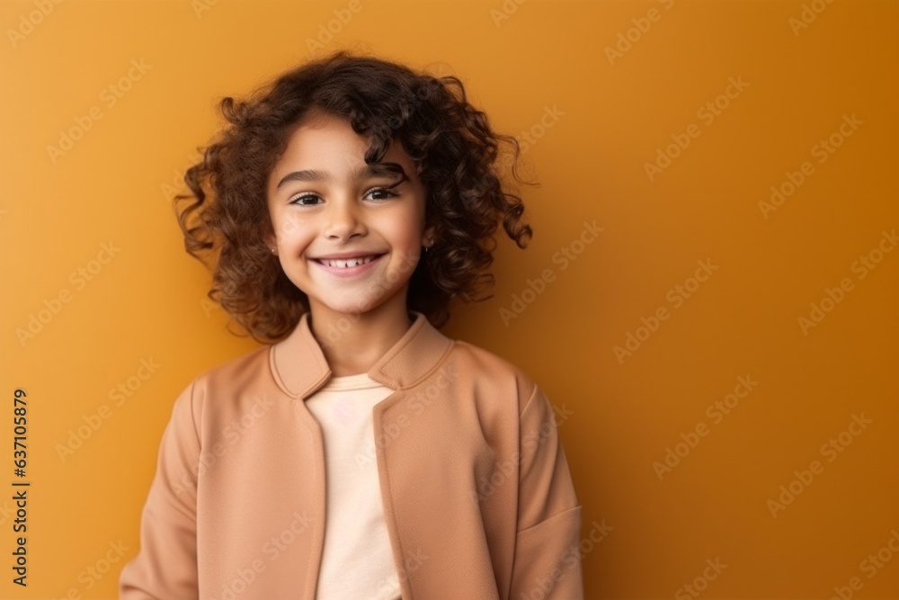 smiling african american girl in beige coat looking at camera isolated on orange smiling african american girl in beige coat looking at camera isolated on orange