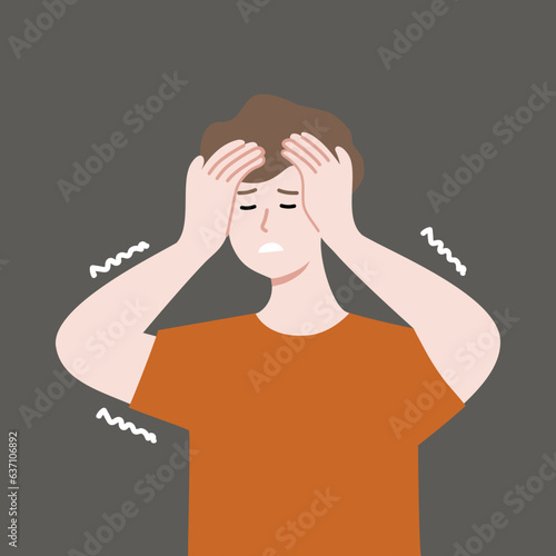 Scared Shaking Man. Panic Disorder, mental health, psychological problem concept. Flat character vector design illustration.