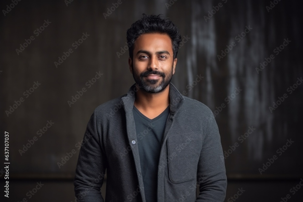 Portrait of a handsome Indian man with a beard in a gray jacket. Portrait of a handsome Indian man with a beard in a gray jacket.