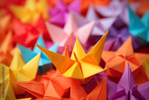 Close up of paper origamis