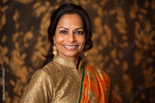 Portrait of a beautiful indian woman in traditional dress, looking at camera.