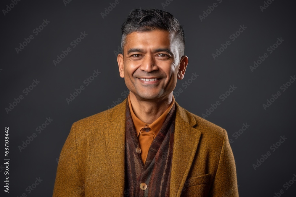 Portrait of a handsome Indian man in a coat on a dark background Portrait of a handsome Indian man in a coat on a dark background