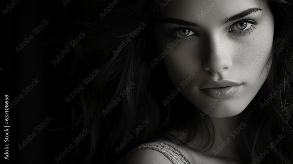 Face Portrait of beautiful woman in Black and White - AI Generated Face Portrait of beautiful woman in Black and White - AI Generated
