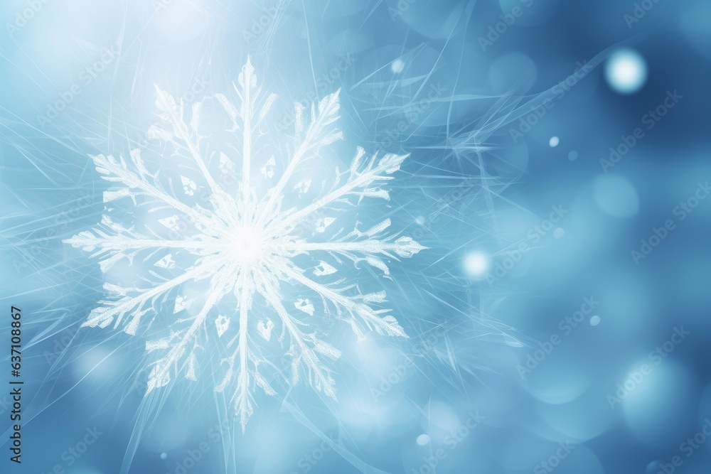 A beautifully detailed snowflake on a vibrant blue background A beautifully detailed snowflake on a vibrant blue background