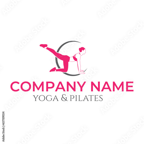 woman play yoga logo design