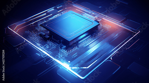Future semiconductor circuit board quantum micro computer chip technology transparent artificial intelligence innovation CPU photo