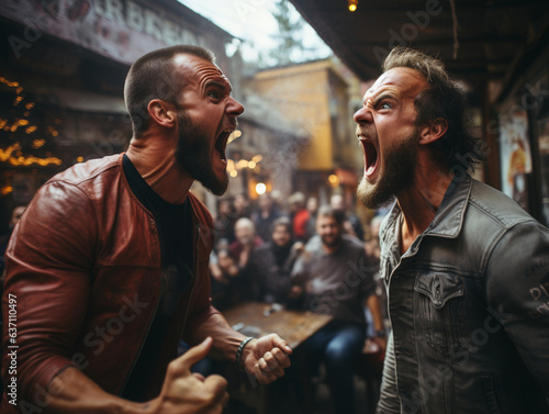 CFC2023CT, dwóch mężczyzn krzyczących na siebie wzajemnie w miejscu publicznym photo