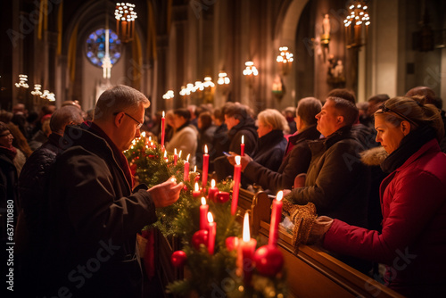 People Attending a Midnight Mass Service on Christmas Eve , Christmas Eve 