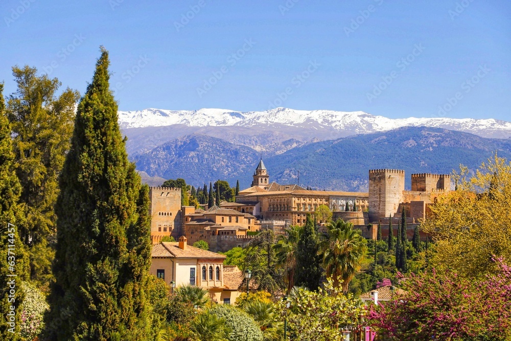 Scenic view of Granada against a stunning mountainous backdrop