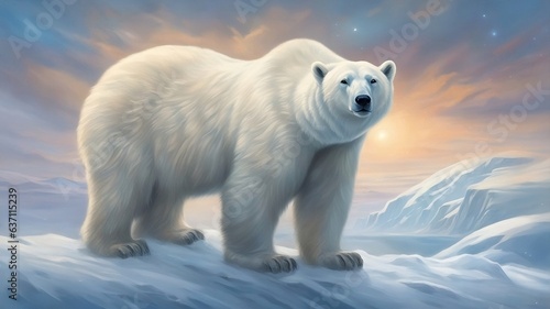 polar bear in the snow and ice © Jared