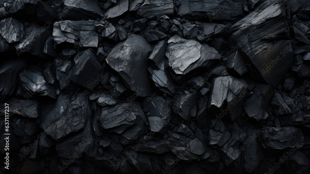 Huge pieces of coal stones as a common texture. Black sharp coal stones Huge pieces of coal stones as a common texture. Black sharp coal stones