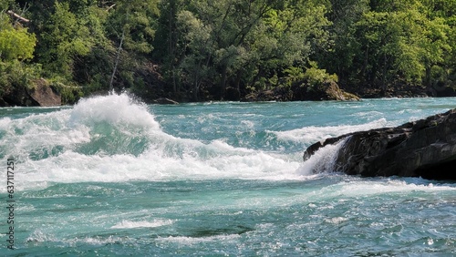 River Gorge Rapids. Niagara Falls  Canada with lush green vegetation in the background