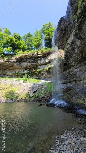 Scenic landscape featuring DeCew Falls surrounded by lush greenery. Ontario, Canada. photo