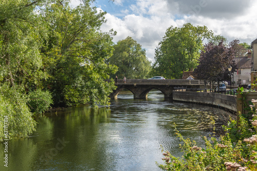 Fordingbridge, UK - August 19th 2023: The Great Bridge crossing over the River Avon.