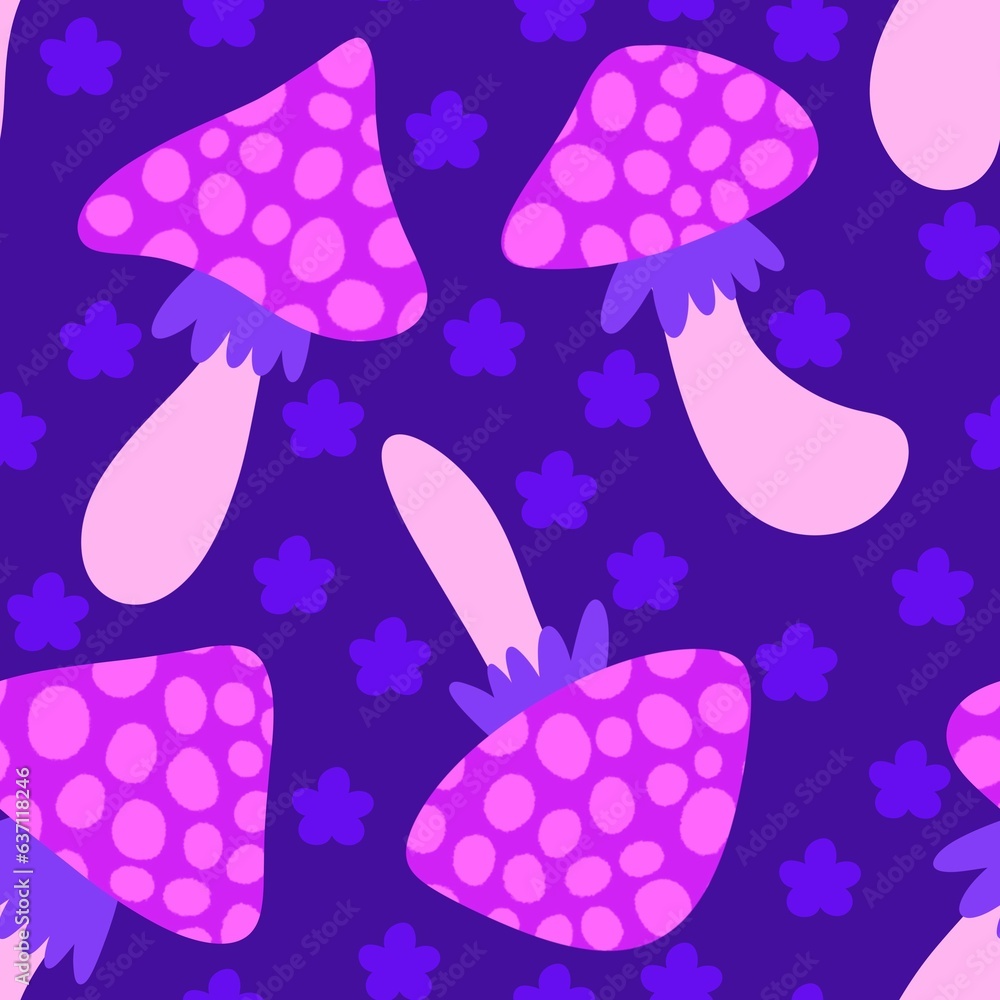 Autumn seamless cartoon polka dots mushrooms pattern for wrapping paper and fabrics and kids print and Halloween Autumn seamless cartoon polka dots mushrooms pattern for wrapping paper and fabrics and kids print and Halloween