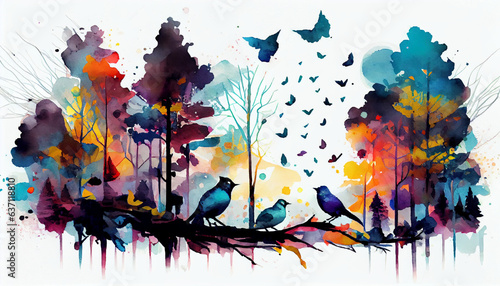 Abstract_digital_watercolor_painting_of_a_forest