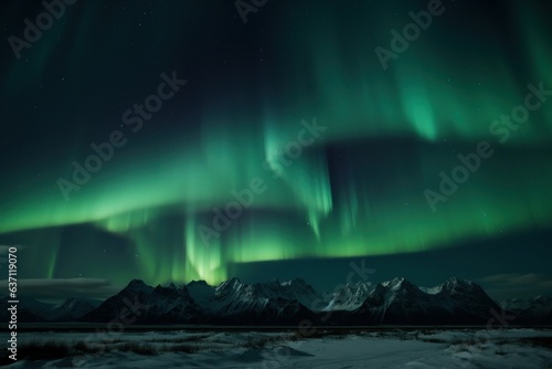 A mesmerizing display of green and purple aurora borealis dancing in the night sky © Marius