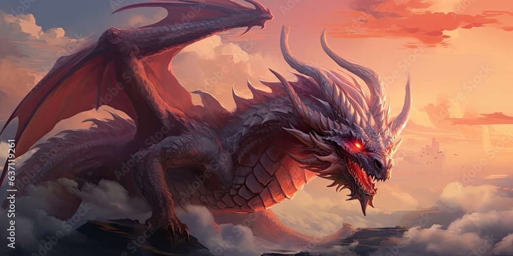 illustration of dragon, generative AI illustration of dragon, generative AI