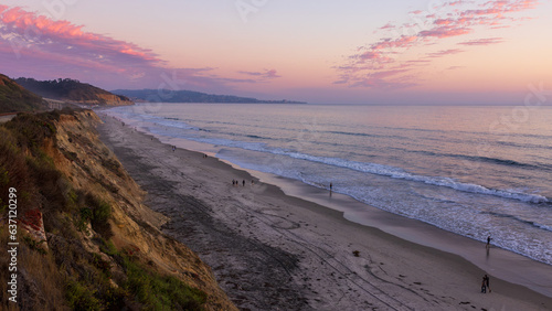 The sunset at the Torrey Pines beach, San Diego California