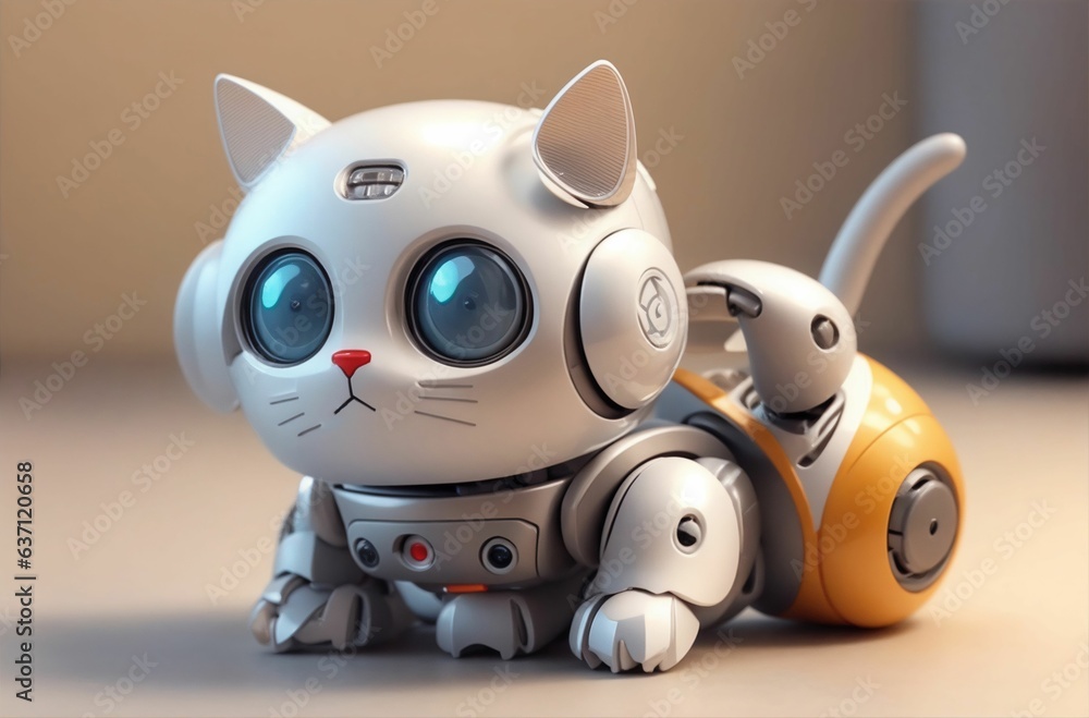AI generated illustration of a robotic cat toy AI generated illustration of a robotic cat toy