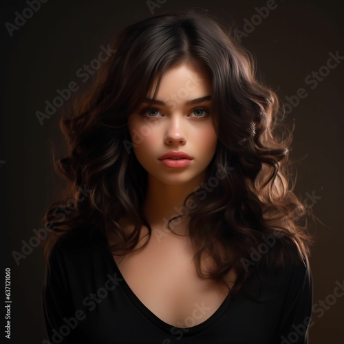 Wallpaper Mural a beautiful young woman with long, flowing hair looking into the camera with a soft expression Torontodigital.ca