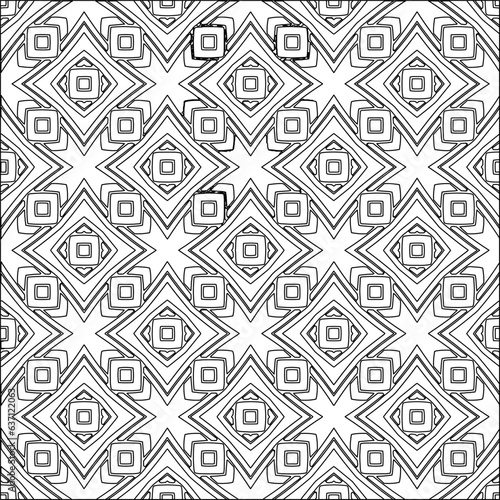 Stylish texture with figures from lines.Abstract geometric black and white pattern for web page, textures, card, poster, fabric, textile. Monochrome graphic repeating design. 