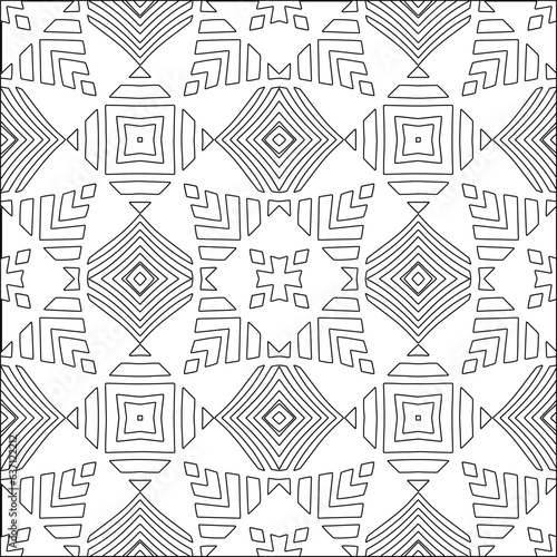 Stylish texture with figures from lines.Abstract geometric black and white pattern for web page, textures, card, poster, fabric, textile. Monochrome graphic repeatibackground, black,symmetric,curly, w