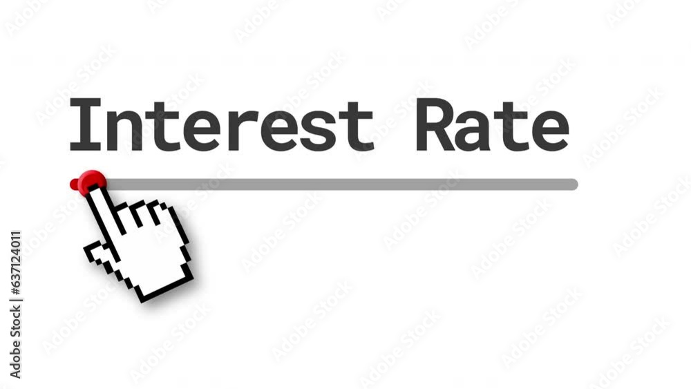A computer interface slider turns up a bank's interest rate. Finance concept background. A computer interface slider turns up a bank's interest rate. Finance concept background.