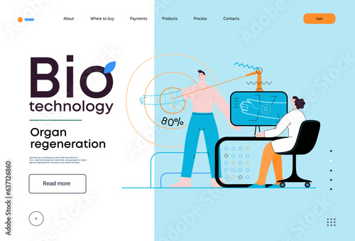 Bio Technology, Organ regeneration -modern flat vector concept illustration of a hand regenerating, futuristic technology. Metaphor of regenerative medicine and the body's ability to self-repair