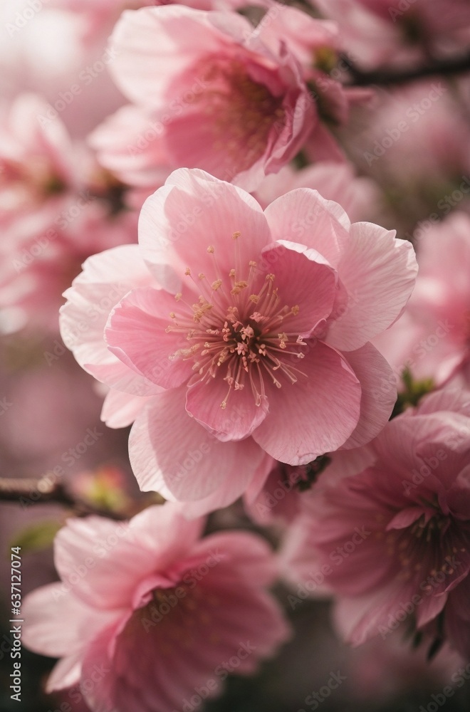 Photo of pink flowers blooming on a tree branch