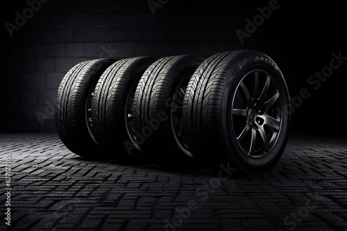 Illustration zum Reifenwechsel. Neue Reifen kaufen oder alte Reifen auswechseln von Sommerreifen auf Winterreifen.