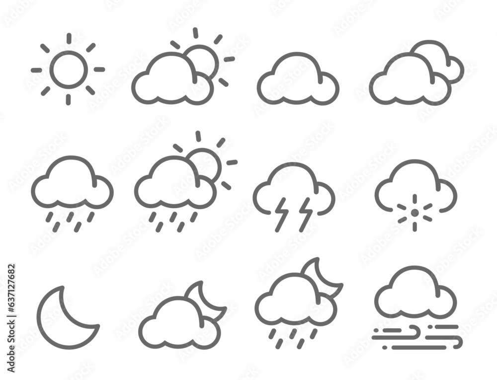 Set of weather icons. Set of weather icons.