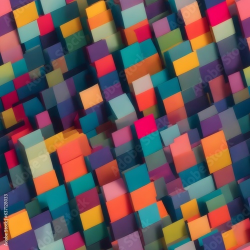 Photo of a vibrant abstract composition of geometric shapes in various colors