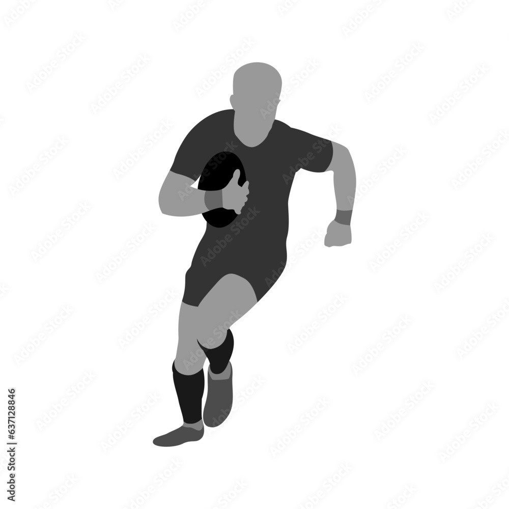 Vector illustration of a rugby player running with the ball Vector illustration of a rugby player running with the ball
