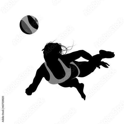 Silhouette of a person diving for a volleyball