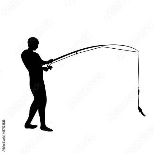 Silhouette of a person standing up, fishing