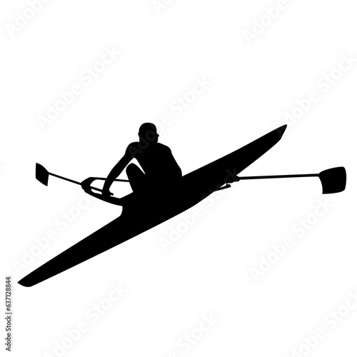Silhouette of a person rowing