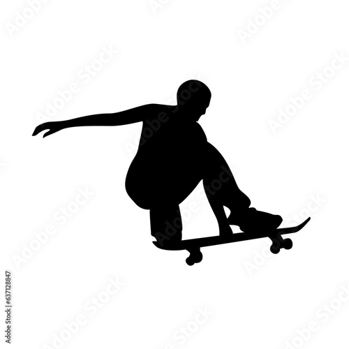 Silhouette of a skateboarder mid-jump