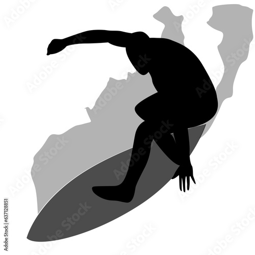 Silhouette of a person surfing